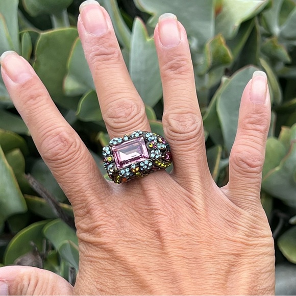 Vintage Heidi Daus Art Deco Statement Cocktail Ring – Size 8 - Picture 7 of 14